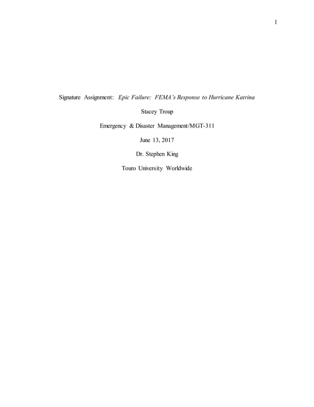 Emergency Disaster Management Final Exam