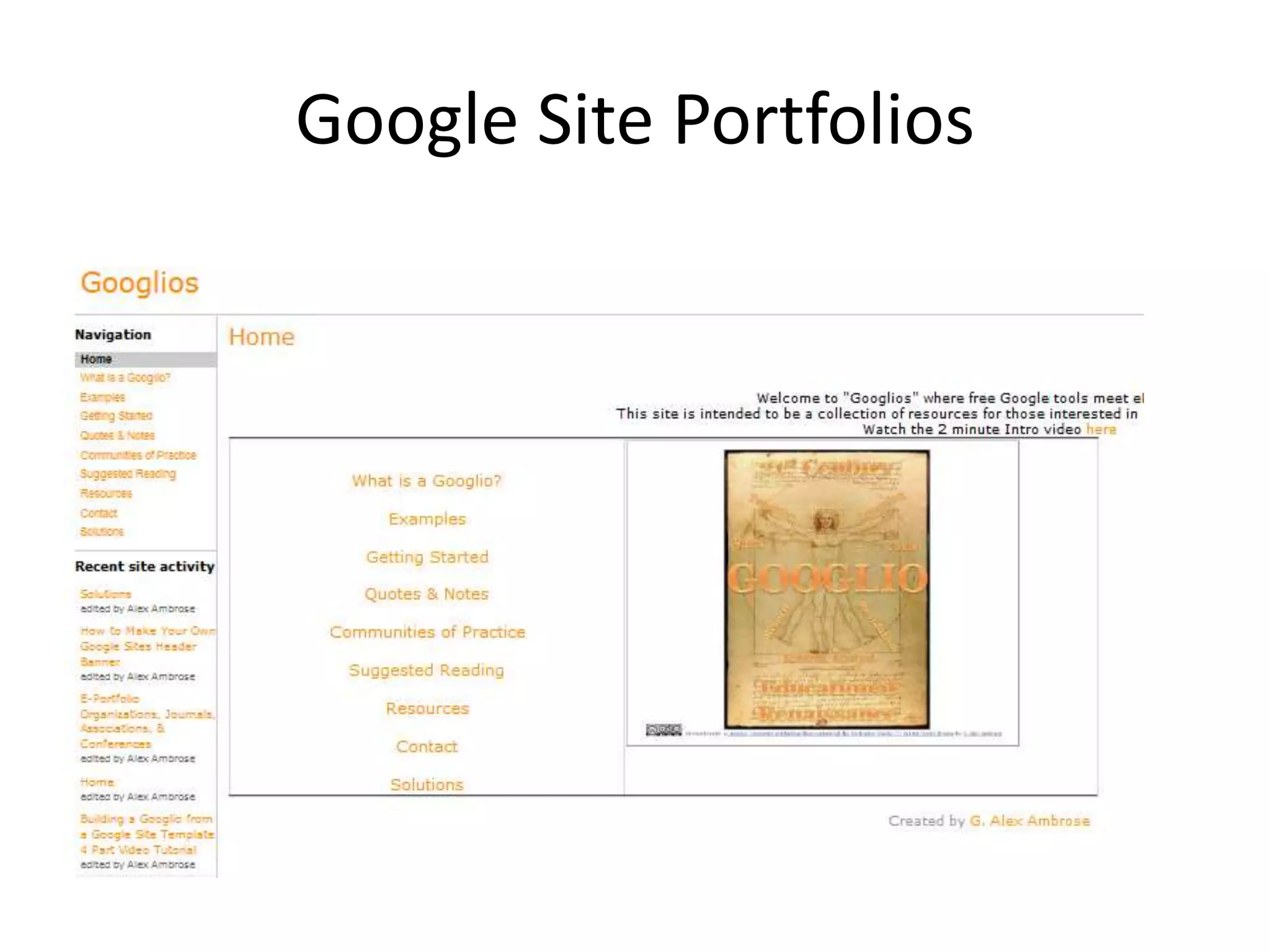 Google Site Portfolios
 
