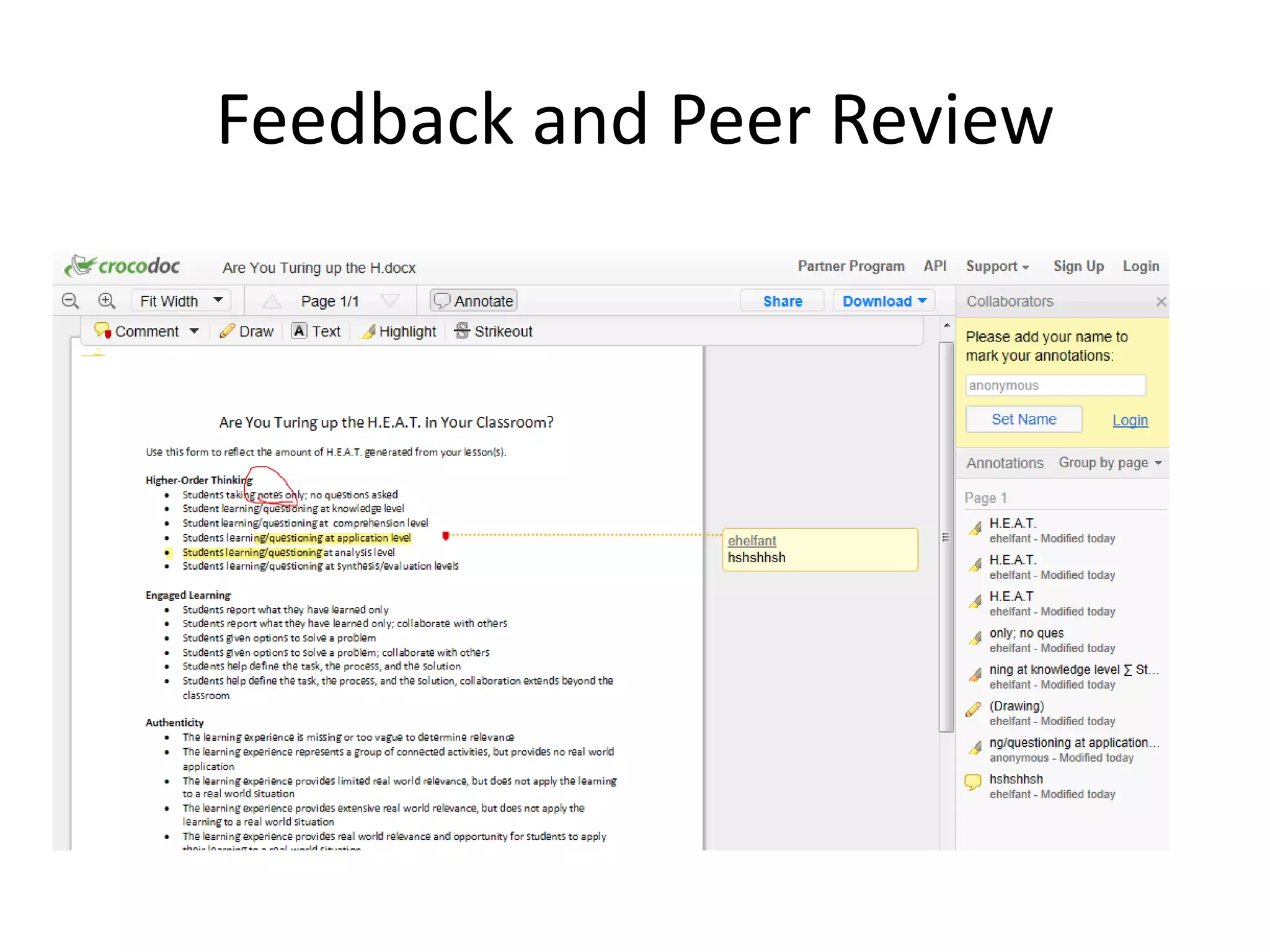 Feedback and Peer Review
 