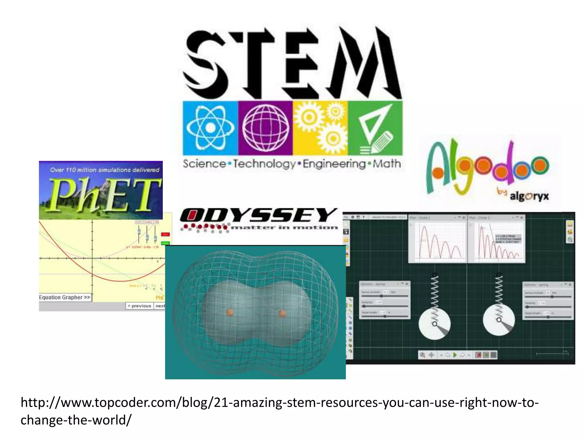 http://www.topcoder.com/blog/21-amazing-stem-resources-you-can-use-right-now-to-
change-the-world/
 