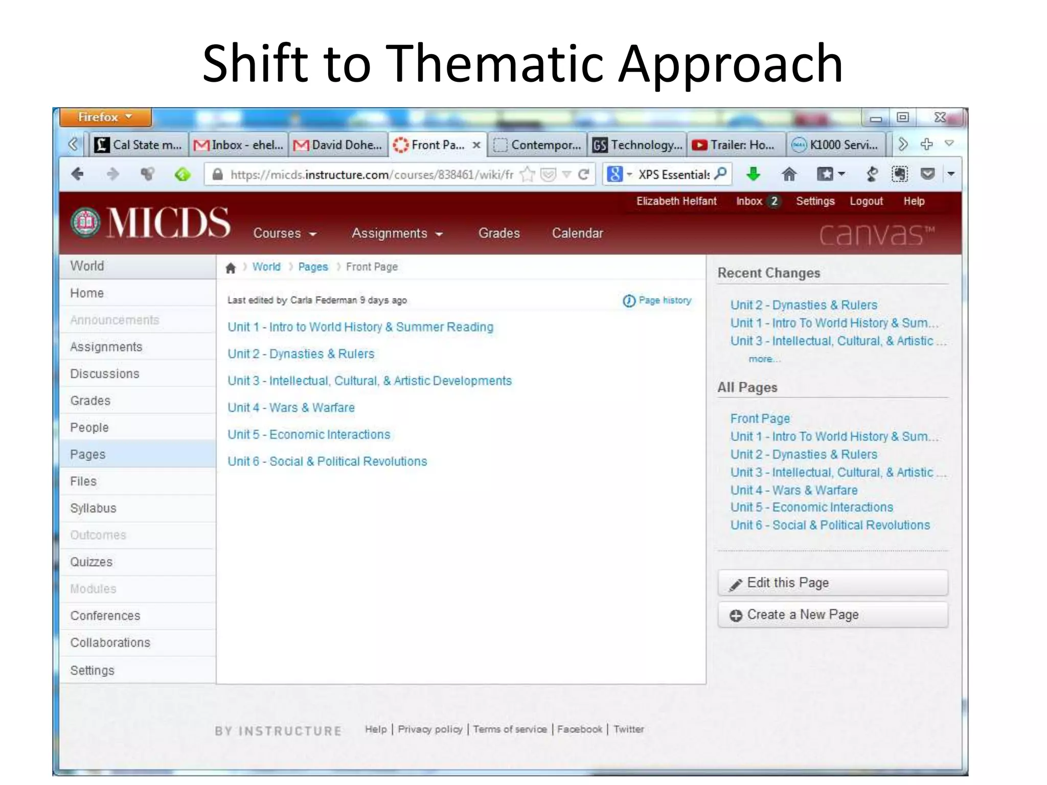 Shift to Thematic Approach
 