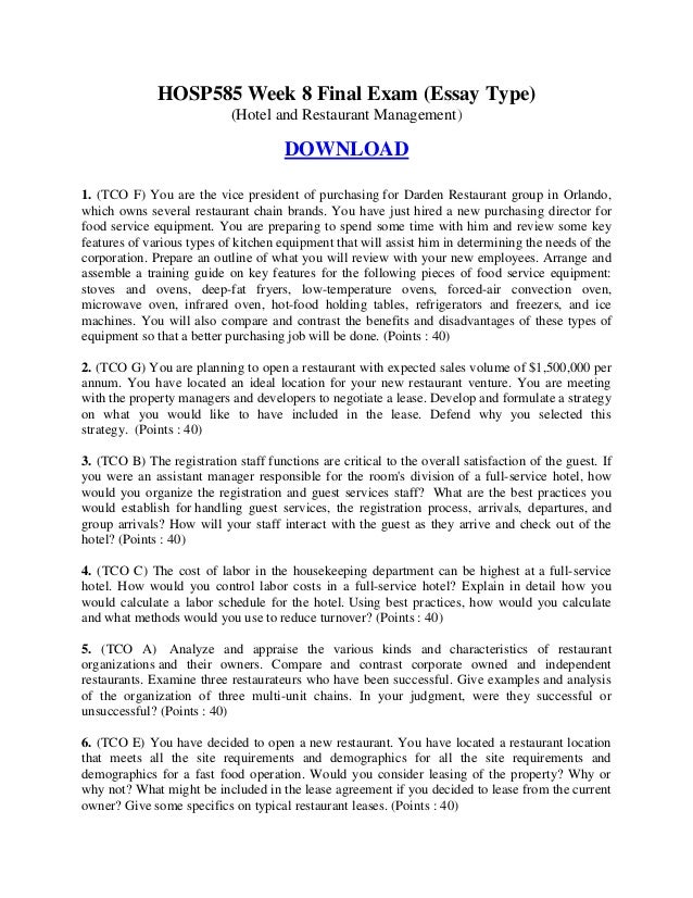 Essay on hotel service