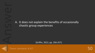 Answer
A. It does not explain the benefits of occasionally
chaotic group experiences
(Griffin, 2012, pp. 256-257).
 