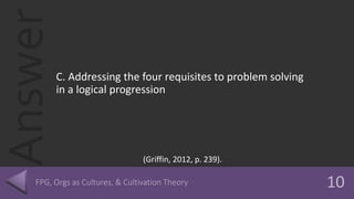 Answer
C. Addressing the four requisites to problem solving
in a logical progression
(Griffin, 2012, p. 239).
 