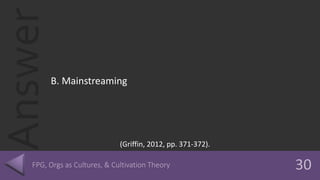 Answer
B. Mainstreaming
(Griffin, 2012, pp. 371-372).
 