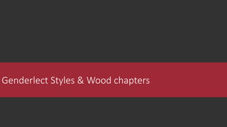 Genderlect Styles & Wood chapters
 