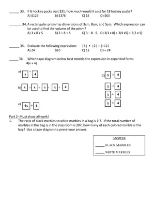 Final exam review sheet # 3 2015