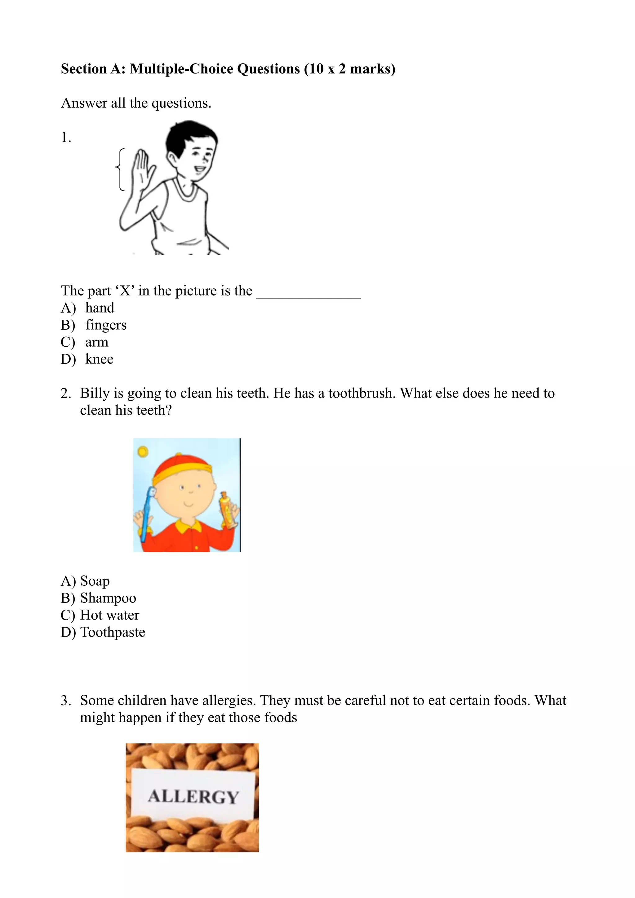 Exam Year 1- Science | PDF