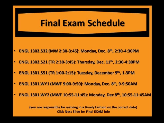 Final exam schedule Final exam schedule