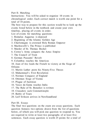 Final Exam Study GuideHIS 101 History of Western Civilization I | DOCX