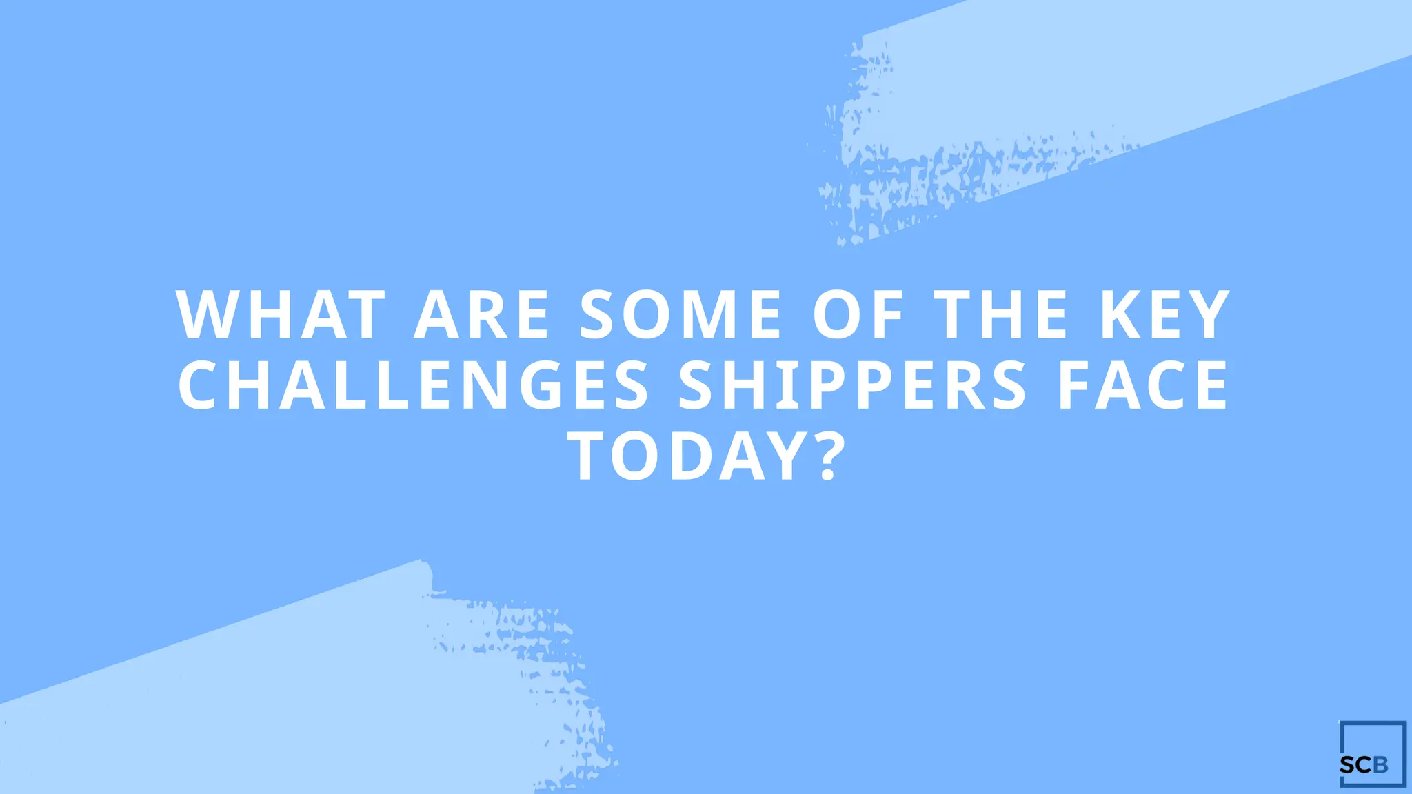 WHAT ARE SOME OF THE KEY
CHALLENGES SHIPPERS FACE
TODAY?
 