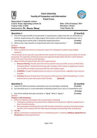 Final Exam OS fall 2012-2013 with answers | PDF