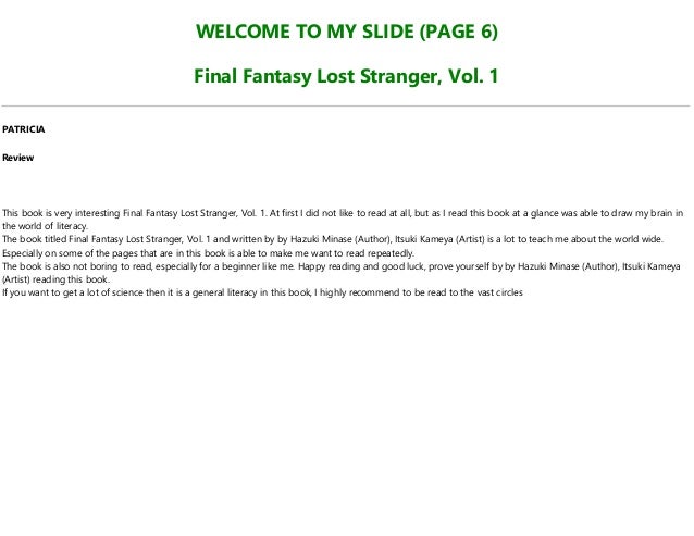 Best Pdf Final Fantasy Lost Stranger Vol 1 Pre Order Best Pdf Final Fantasy Lost Stranger Vol 1 Pre Order