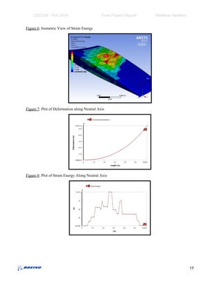 CEE530 - Fall 2018 Final Project Report Matthew Hawkins
Figure 6​: Isometric View of Strain Energy
Figure 7​: Plot of Deformation along Neutral Axis
Figure 8​: Plot of Strain Energy Along Neutral Axis
17
 