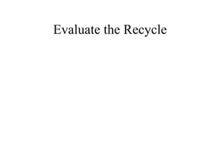 Evaluate the Recycle 