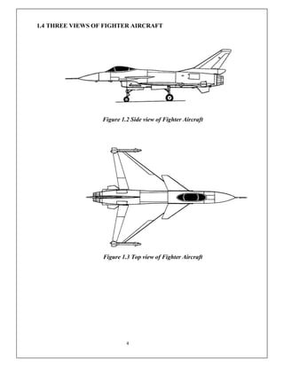 4
1.4 THREE VIEWS OF FIGHTER AIRCRAFT
Figure 1.2 Side view of Fighter Aircraft
Figure 1.3 Top view of Fighter Aircraft
 
