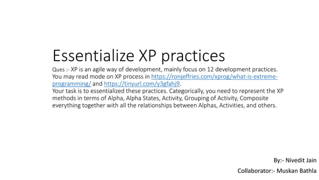 Essentialize Extreme Programming practices | PDF