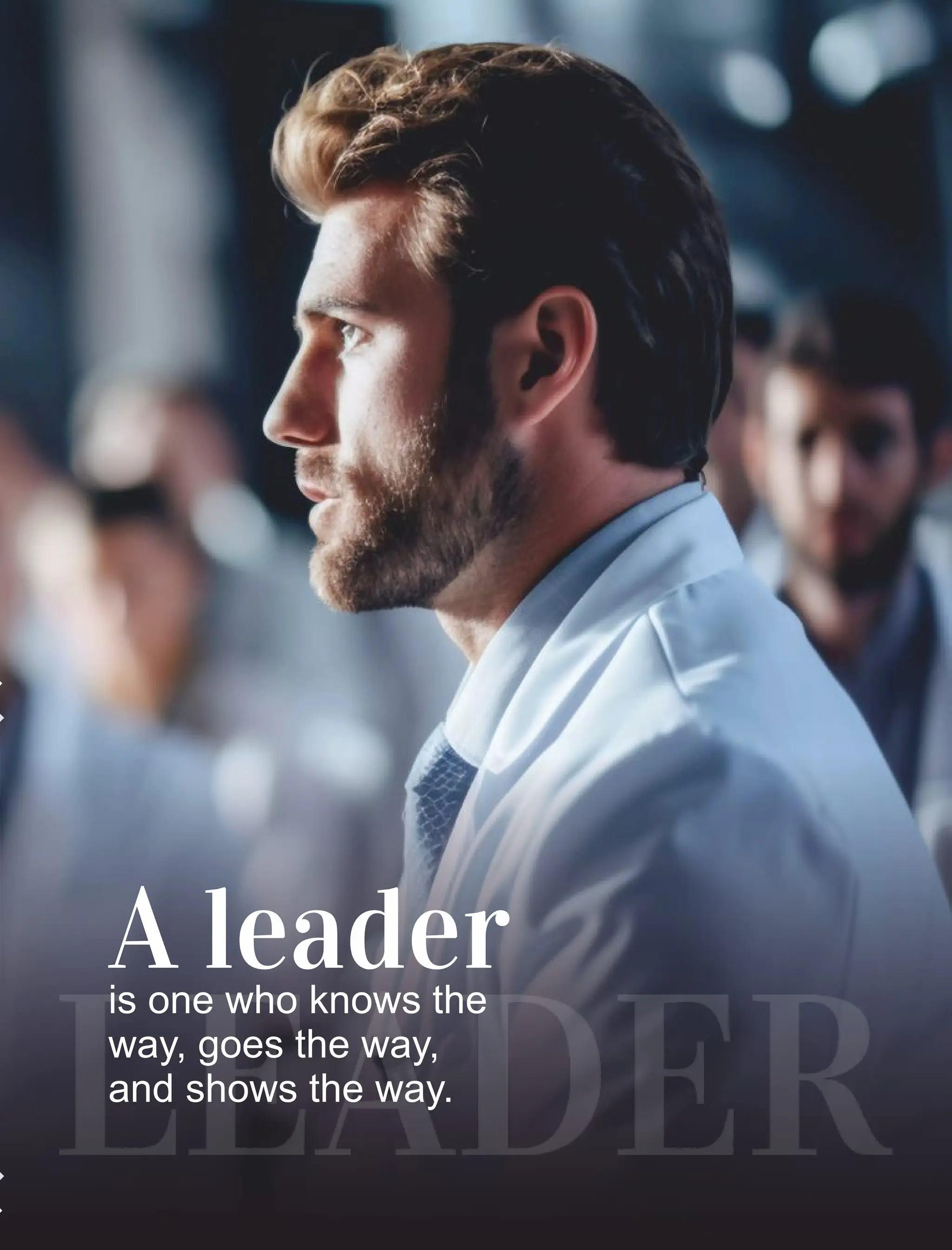 A leader
is one who knows the
way, goes the way,
and shows the way.
 