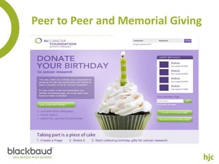 Peer to Peer and Memorial Giving
 