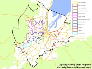 Capacity Building Grant recipients
with Neighbourhood Renewal areas
 