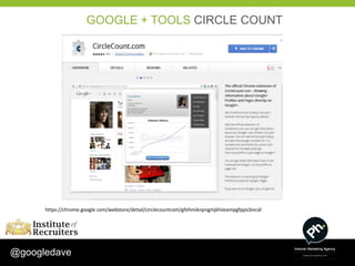 GOOGLE + TOOLS CIRCLE COUNT




      https://chrome.google.com/webstore/detail/circlecountcom/gfehmiknpngmjkhiieampgfppicbncid




@googledave
 