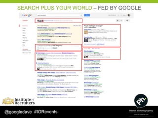 SEARCH PLUS YOUR WORLD – FED BY GOOGLE




@googledave #IORevents
 