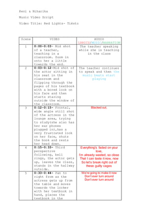 Final Music Video Script | DOCX