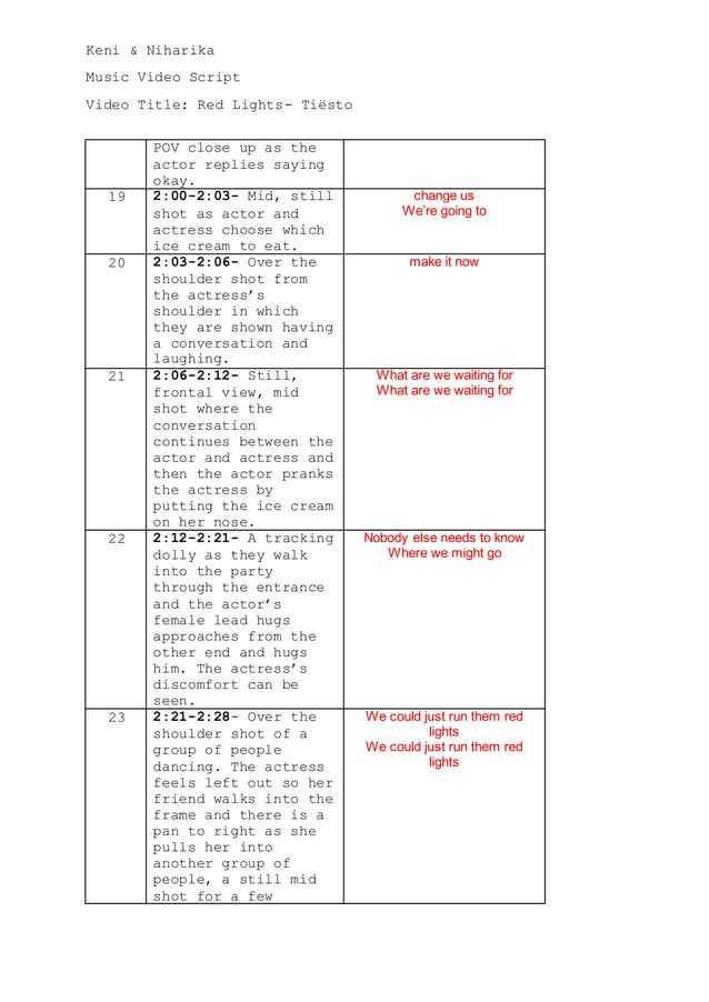 Final Music Video Script | PDF