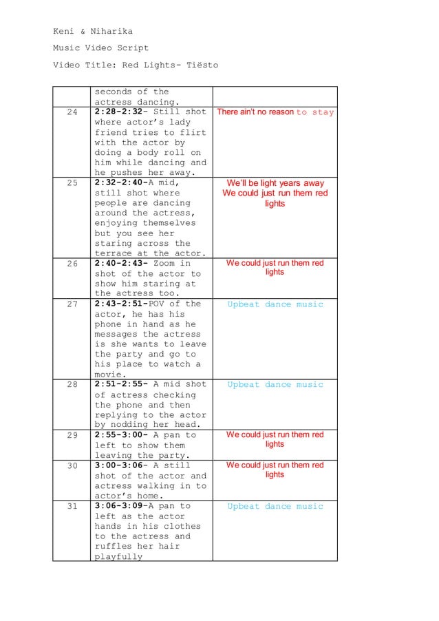Final Music Video Script | PDF