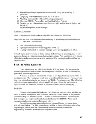 Risk Management Plan: SLO Ice Arena | PDF