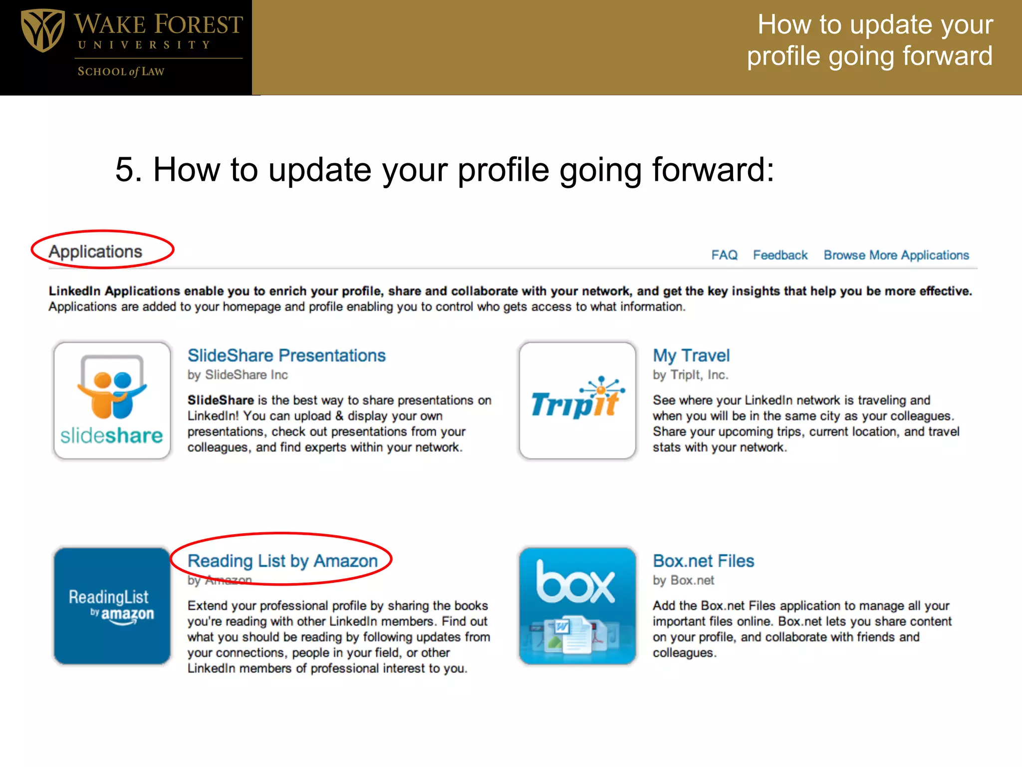 How to update your
                                          profile going forward



5. How to update your profile going forward:
 