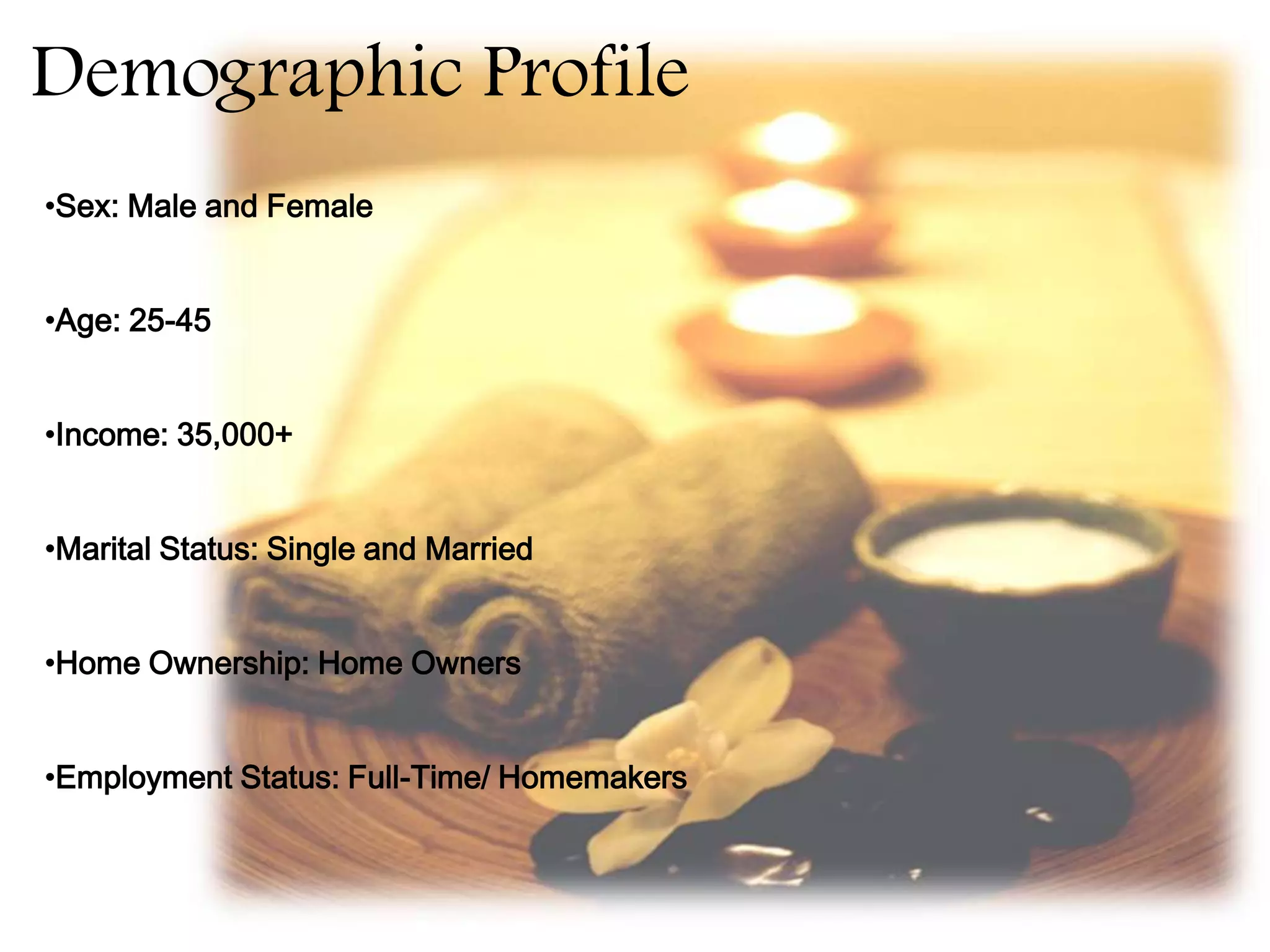 Consumer Group ReportAccording to LOHAS (Lifestyle of Health and Sustainability / Green Health Spa) the US population is divided among the following segments:LOHAS: is about 19% (estimated 43 million) who are concerned about personal and the planet health.  This group buys environmentally friendly items but also take action by supporting groups.Naturalites: is about 15% (around 34million)and are focused on natural & organic goods.Drifters: make 25% (around 57 million) & have good intentions though other factors may influence their decisions such as trends and price.Conventionals: makes 24% (around 53 million) & they are practical they tend to recycle but are not all green.