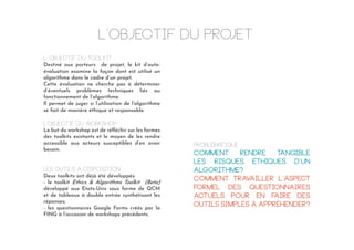 L’objectif du projet
L’ OBJECTIF DU TOOLKIT
Destiné aux porteurs de projet, le kit d’auto-
évaluation examine la façon don...