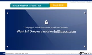 Copyright © 2018, Tracxn Technologies Private Limited. All rights reserved.Feed Report - FoodTech - Mar 2018
March 2018Tracxn BlueBox – Food Tech
50
FoodTech > Market Details > BlueBox
 