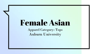 Female Asian
Apparel Category: Tops
Auburn University
 