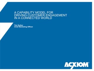 A CAPABILITY MODEL FORDRIVING CUSTOMER ENGAGEMENT IN A CONNECTED WORLDTim SutherChief Marketing Officer ® 