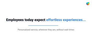 Employees today expect effortless experiences...
Personalized service, wherever they are, without wait times
 
