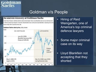 Fall of the GiantsBear Stearns- sold to JP Morgan Chase in for $236.2 million or $2 per share. Effective nationalization of mortgage giants Fannie Mae and Freddie MacMerrill Lynch sold out to Bank of AmericaFed arranges to lend $180 bn to AIG, American International Group, U.S.A’s biggest national insurer Lehman Brothers, the 158 year old U.S.A’s 4th largest Investment Bank files for  bankruptcy 