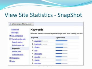 View Site Statistics - SnapShot
 