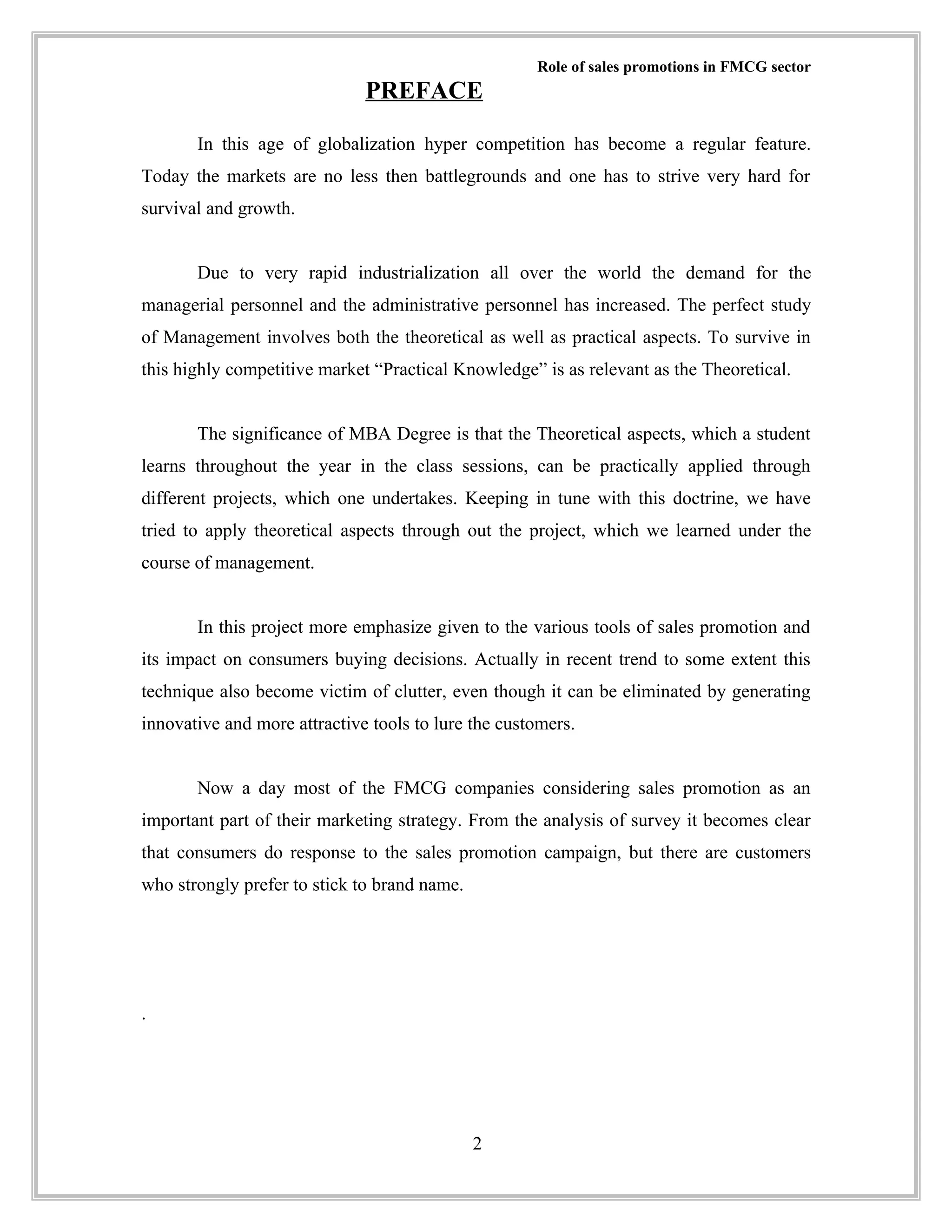 ROLE OF SALES PROMOTION ON FMCG | DOC