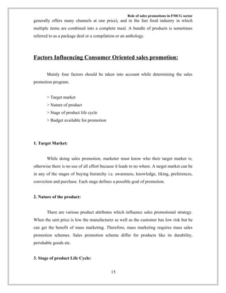 ROLE OF SALES PROMOTION ON FMCG | DOC