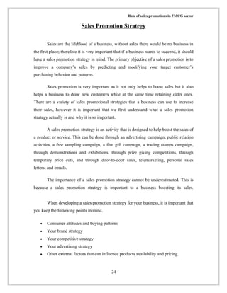 ROLE OF SALES PROMOTION ON FMCG | DOC
