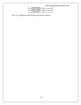 ROLE OF SALES PROMOTION ON FMCG | DOC
