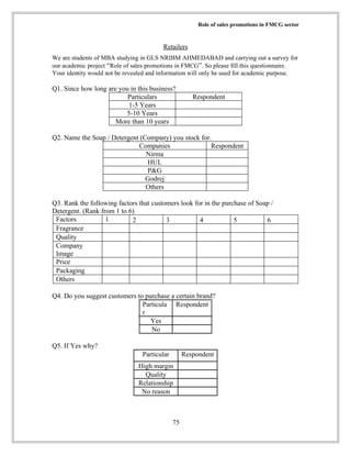 ROLE OF SALES PROMOTION ON FMCG | DOC