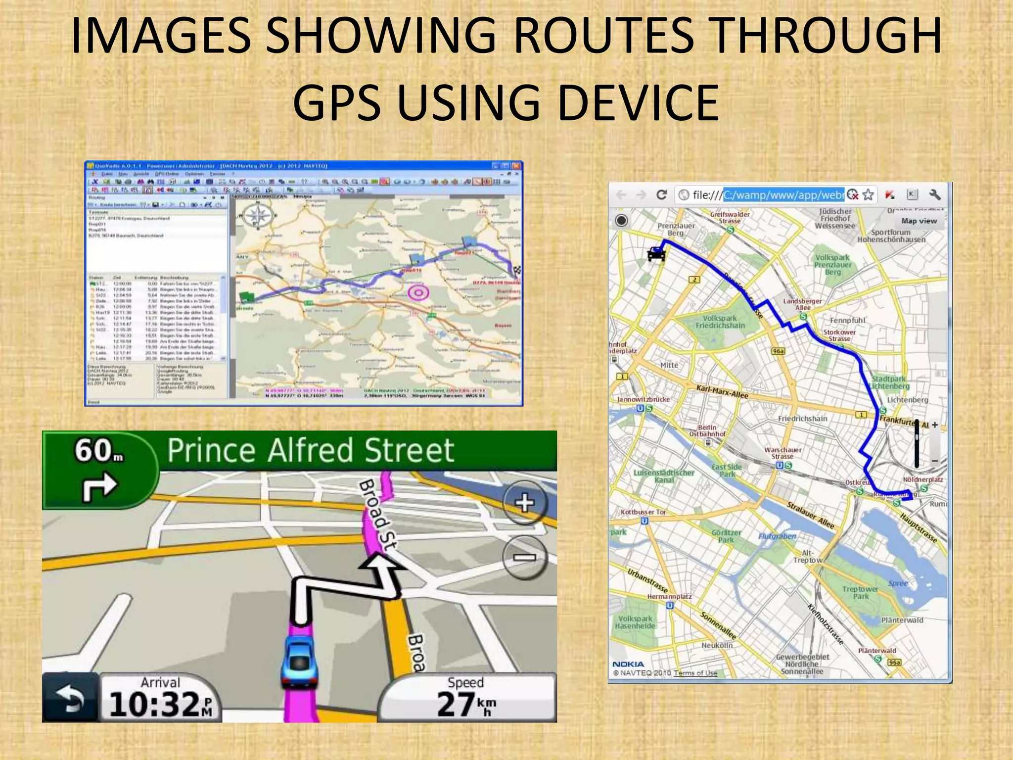 IMAGES SHOWING ROUTES THROUGH
GPS USING DEVICE
 