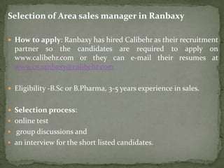 Sonia MathurSELECTION PROCESS FOR AREA SALES  MANAGER