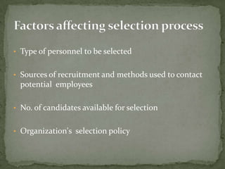 Type of personnel to be selected