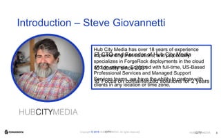 HUBCITYMEDIA
Introduction – Steve Giovannetti
 CTO and Founder of Hub City Media
 Identity since 2001
 Focus on contain...