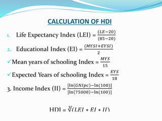 CALCULATION OF HDI
 
