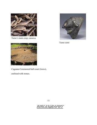 Taino‟s main crop, cassava.
Taino zemi
Caguana Ceremonial ball court (batos),
outlined with stones.
11
BIBLIOGRAPHY
 